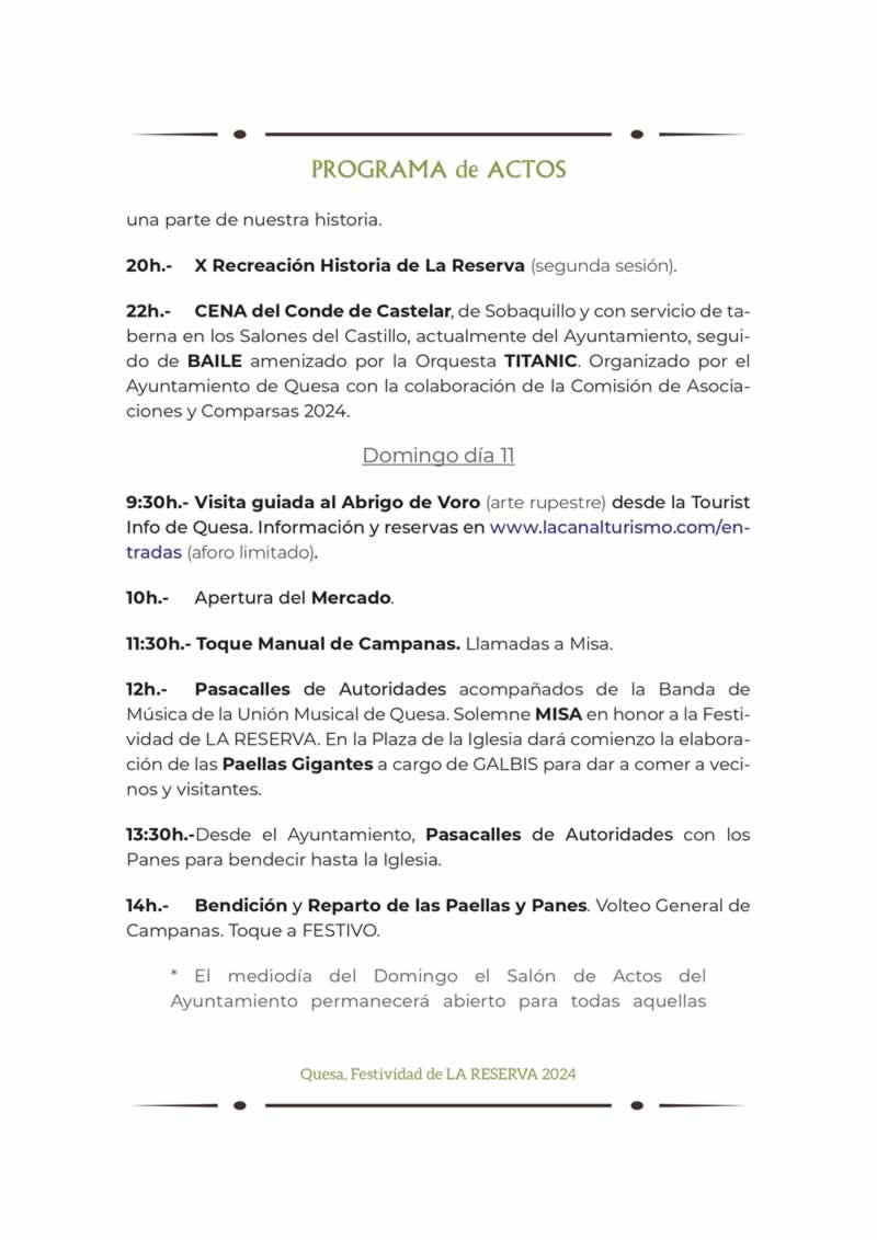 Programa Festividad de la Reserva de Quesa (Valencia) 2024 p2
