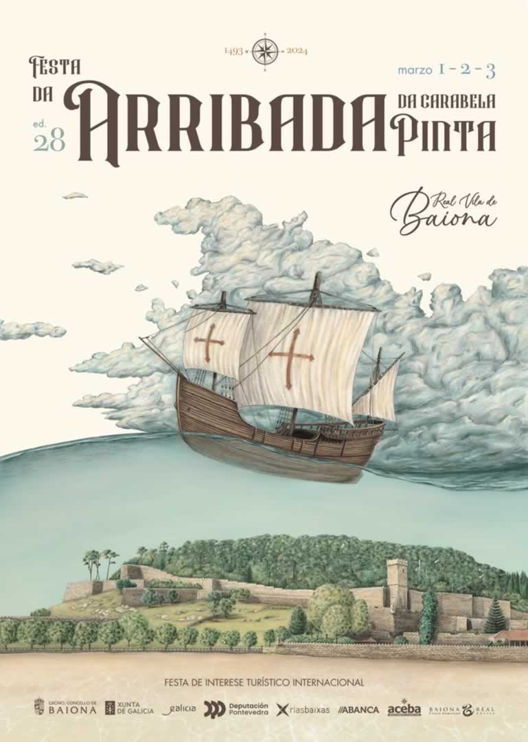 Cartel Festa da Arribada de BAIONA (Pontevedra) 2024