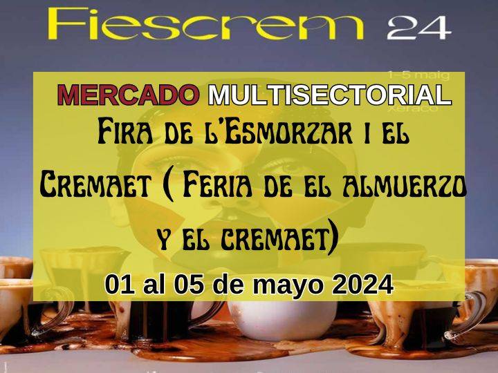 Xeraco ha apuesta por su exitosa Fira de l’Esmorzar i el Cremaet ( Feria de el almuerzo y el cremaet) FIESCREM. Tras la buena acogida de las dos primeras ediciones el municipio realizará, del 01 al 05 de mayo, la tercera edición de FIESCREM. Además de celebrarse un mercado multisectorial con motivo de este evento.