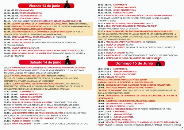 Jornadas Renacentistas de Socuéllamos (Ciudad Real) 13 al 15 de Junio 2025