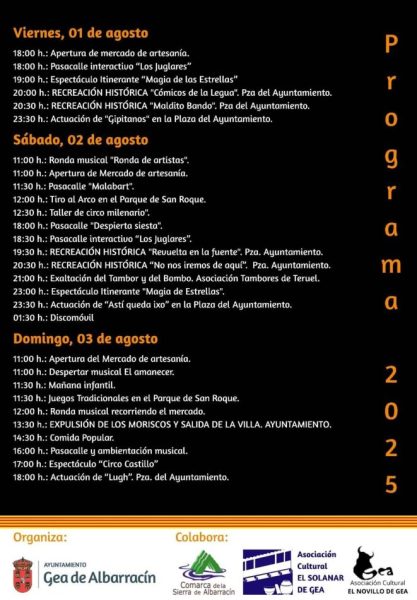 Mercado Medieval en Gea de Albarracín (Teruel) 1 al 3 de Agosto 2025 