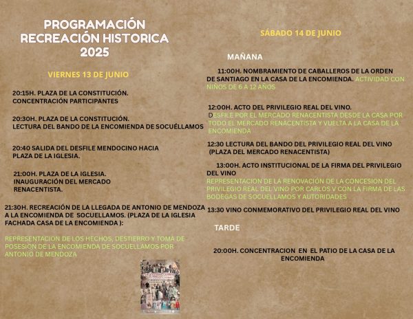 Jornadas Renacentistas de Socuéllamos (Ciudad Real) 13 al 15 de Junio 2025