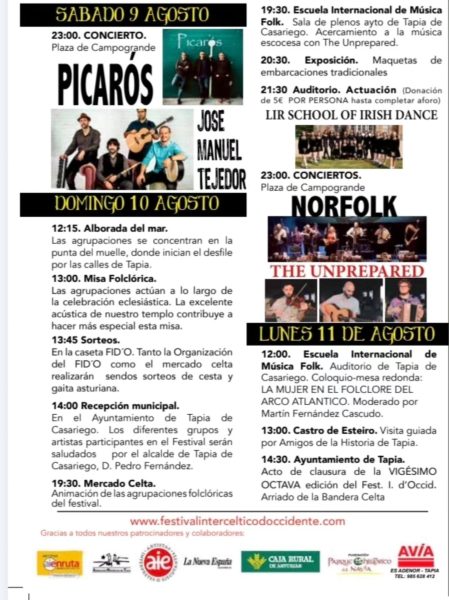 XXVIII Mercado Intercéltico de Tapia de Casariego (Asturias) 7 al 10 de Agosto 2025