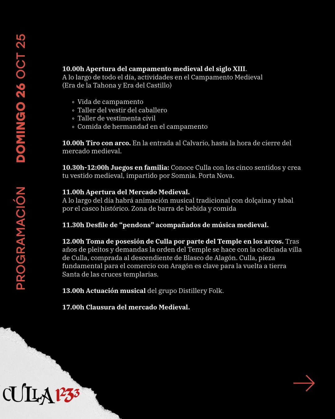 VII Recreación Histórica 1233 de Culla (Castellón) 25 al 26 de Octubre del 2025