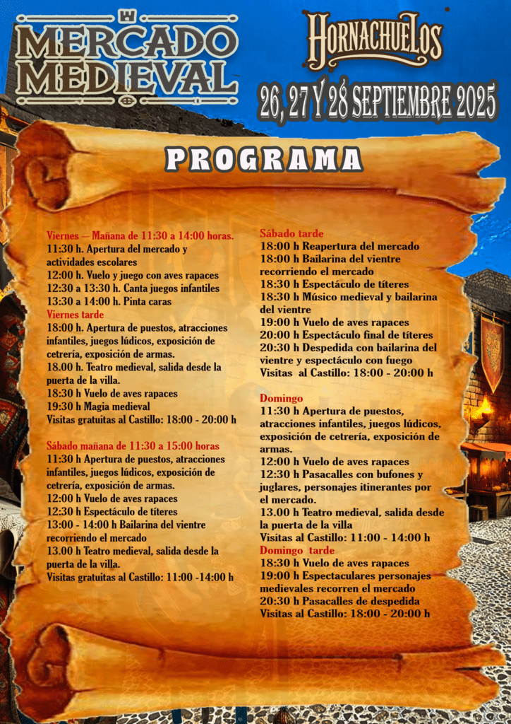 Mercado Medieval de Hornachuelos (Córdoba) 26 al 28 de Septiembre 2025