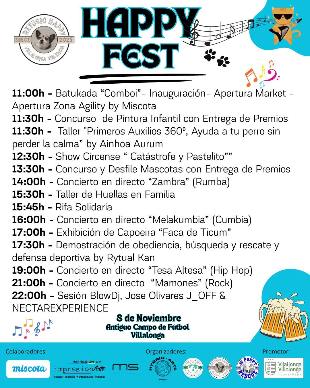 HAPPY FEST en Villalonga (Valencia) 8 de Noviembre 2025