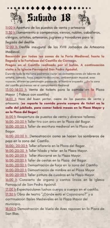 XVIII Jornadas de Artesanía Medieval en Cornago (La Rioja) 18 al 19 de Octubre 2025