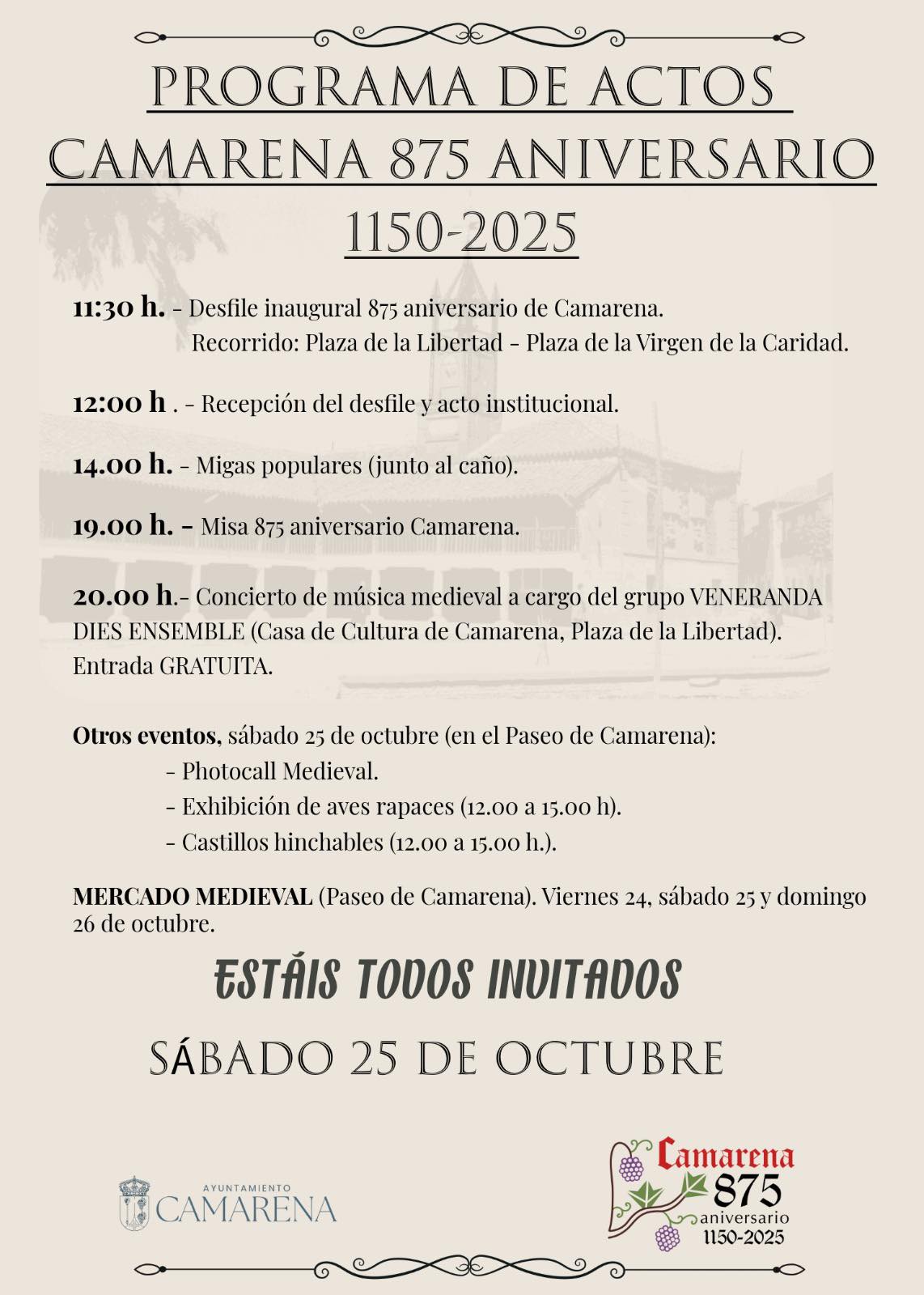 Mercado Medieval de Camarena (Toledo) 24 al 26 de Octubre 2025