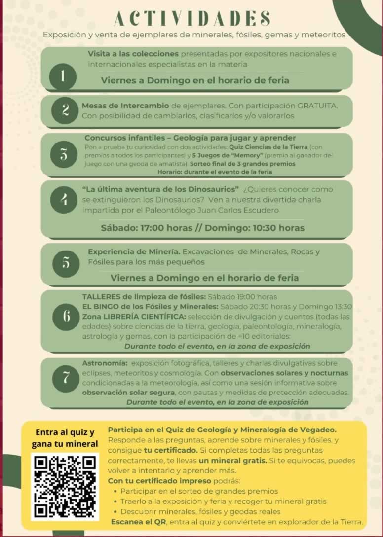 Feria de Minerales, Gemas y Fósiles en Vegadeo (Asturias) 2026