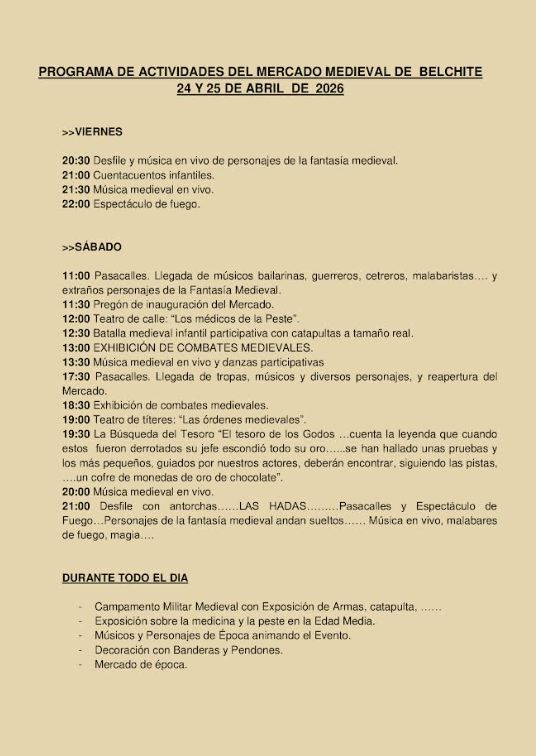 Mercado Medieval de Belchite 2026 Zaragoza