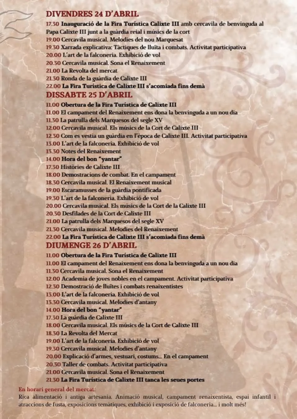 Feria Renacentista de Calixto III 2026 en Canals (Valencia)