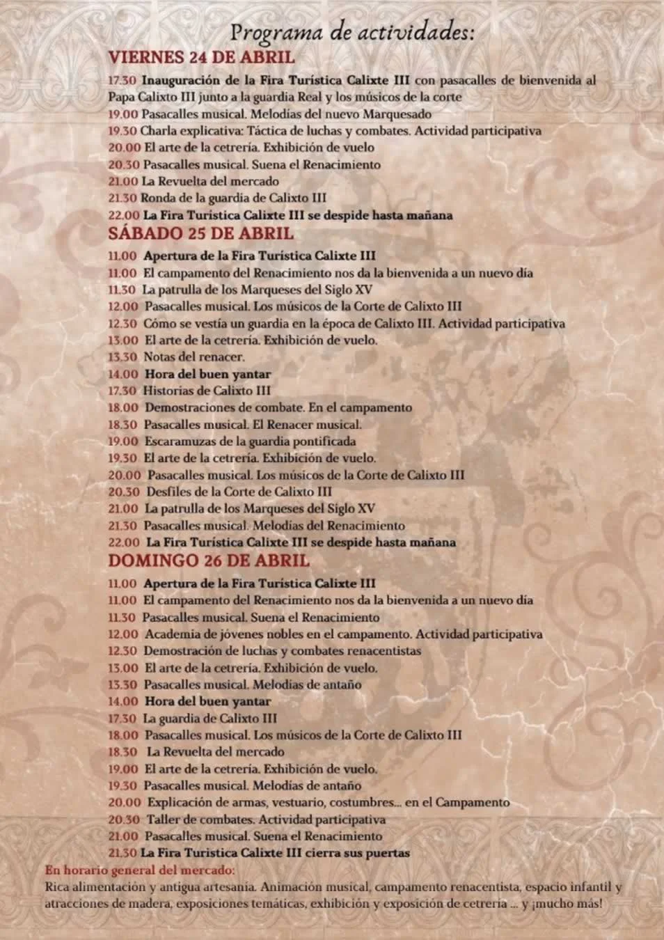 Feria Renacentista de Calixto III 2026 en Canals (Valencia)