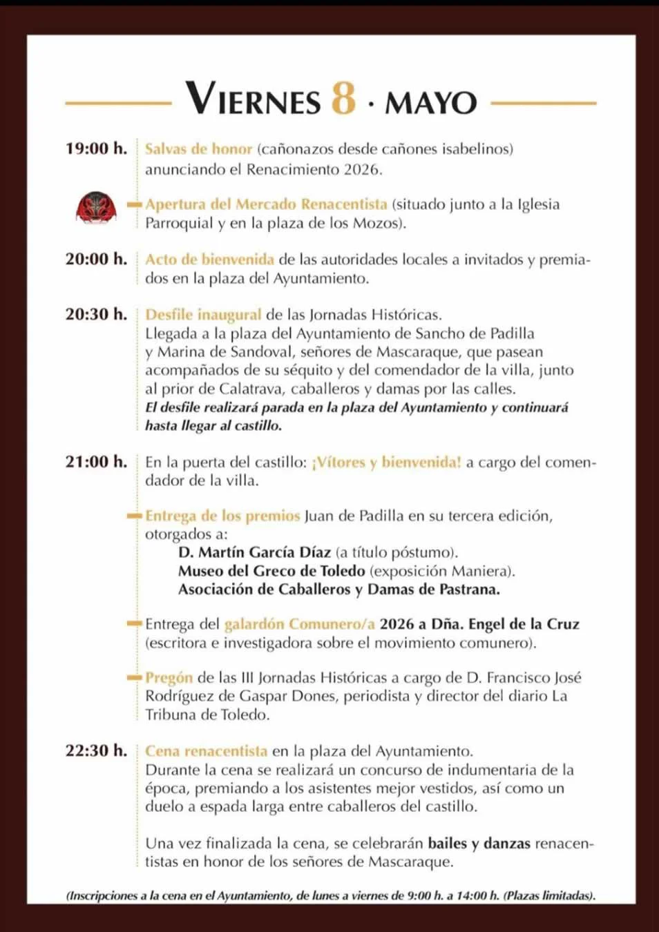 III Jornadas históricas de Mascaraque – Renacimiento 2026 (Toledo)