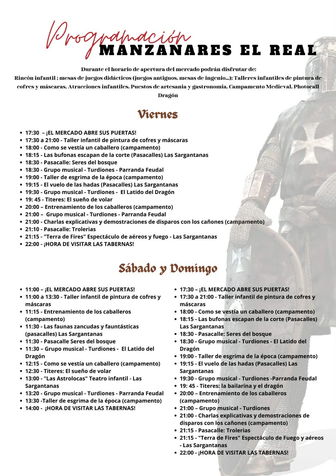 Mercado Medieval en Manzanares El Real (Madrid) 2026