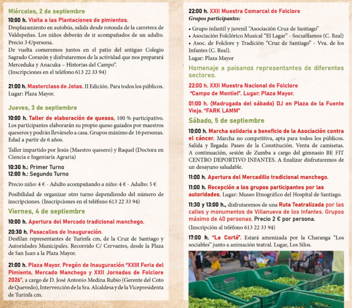 Feria del Pimiento en Villanueva de los Infantes 2026, Ciudad Real
