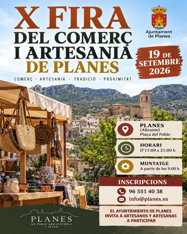 X Fira del Comerç i Artesania de Planes 2026 (Alicante)